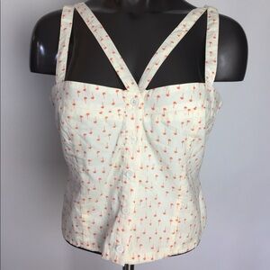 MM Couture Cream and Palm Print Tank Top